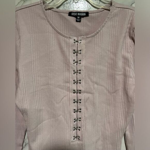 Steve Madden Maila Long Sleeve Stretch Cotton Bodysuit Size M - Picture 6 of 12